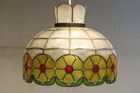 可愛らしい丸い花柄模様が並ぶレトロなステンドグラス電笠　DC8142