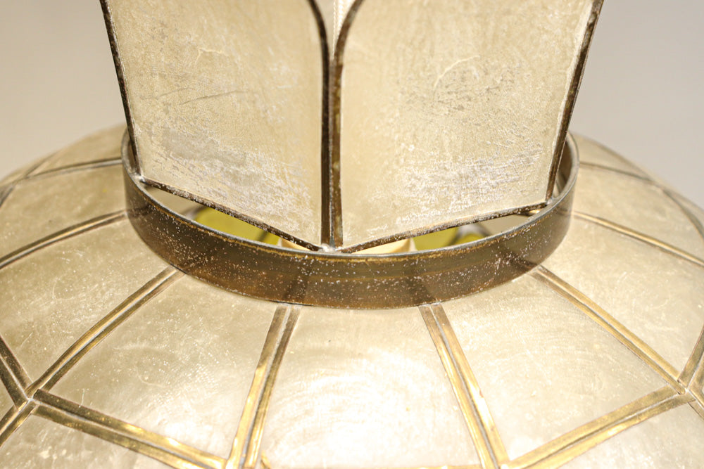 可愛らしい丸い花柄模様が並ぶレトロなステンドグラス電笠　DC8142