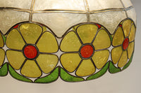 可愛らしい丸い花柄模様が並ぶレトロなステンドグラス電笠　DC8142