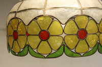可愛らしい丸い花柄模様が並ぶレトロなステンドグラス電笠　DC8142