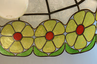 可愛らしい丸い花柄模様が並ぶレトロなステンドグラス電笠　DC8142