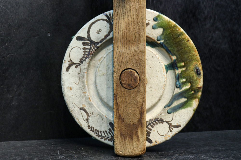 珍品!! 上品な絵柄を添えた陶器織部焼車輪の一連滑車 DC8161 – 古福庵