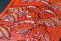 松の大木を力強く彫り描いた美しい朱漆の木箱　DC8205