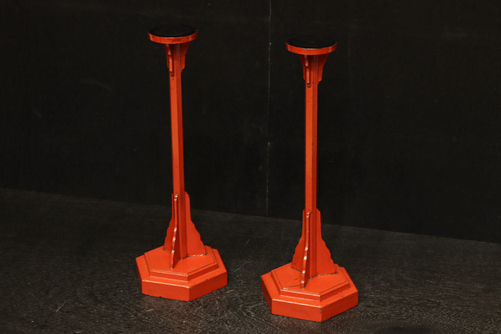 明るい朱の色艶に包まれたぼんぼり台　DC8207　2個1セット