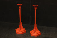 明るい朱の色艶に包まれたぼんぼり台　DC8207　2個1セット