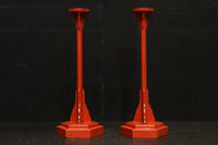 明るい朱の色艶に包まれたぼんぼり台　DC8207　2個1セット