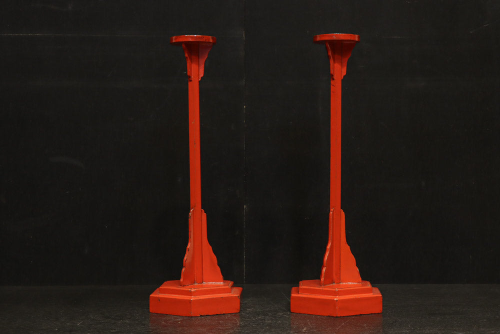 明るい朱の色艶に包まれたぼんぼり台　DC8207　2個1セット