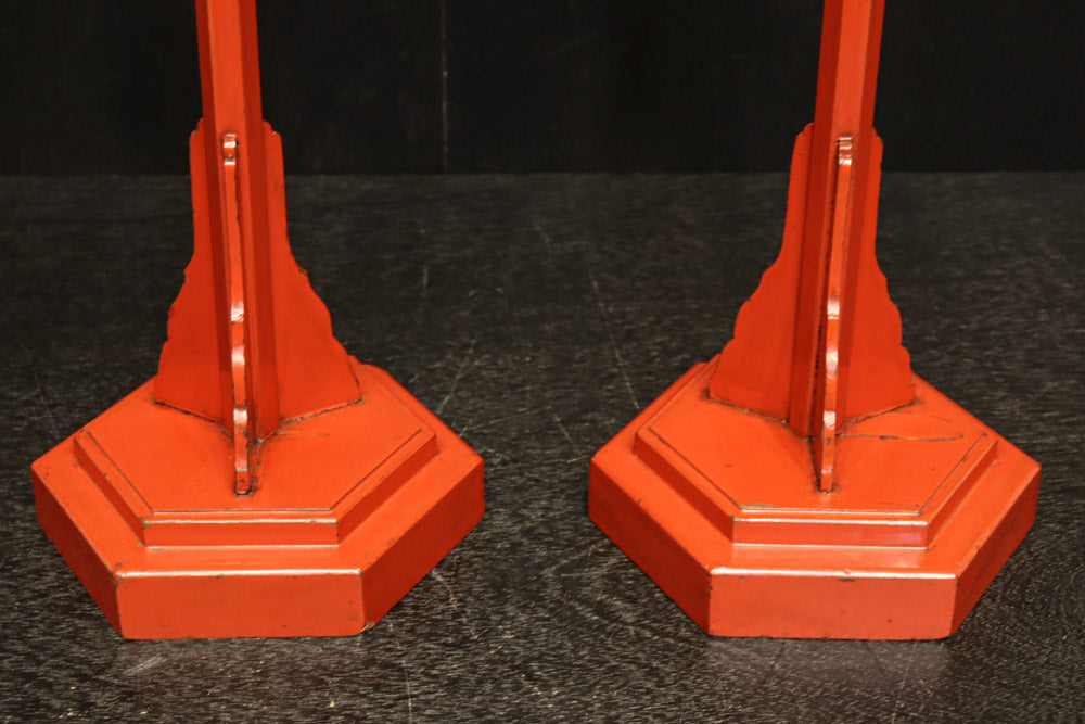 明るい朱の色艶に包まれたぼんぼり台　DC8207　2個1セット