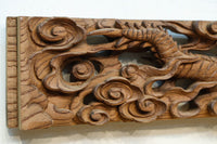 貫禄ある2頭の龍の立体感溢れるけやき彫刻飾り　DC8226