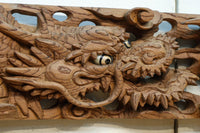 貫禄ある2頭の龍の立体感溢れるけやき彫刻飾り　DC8226