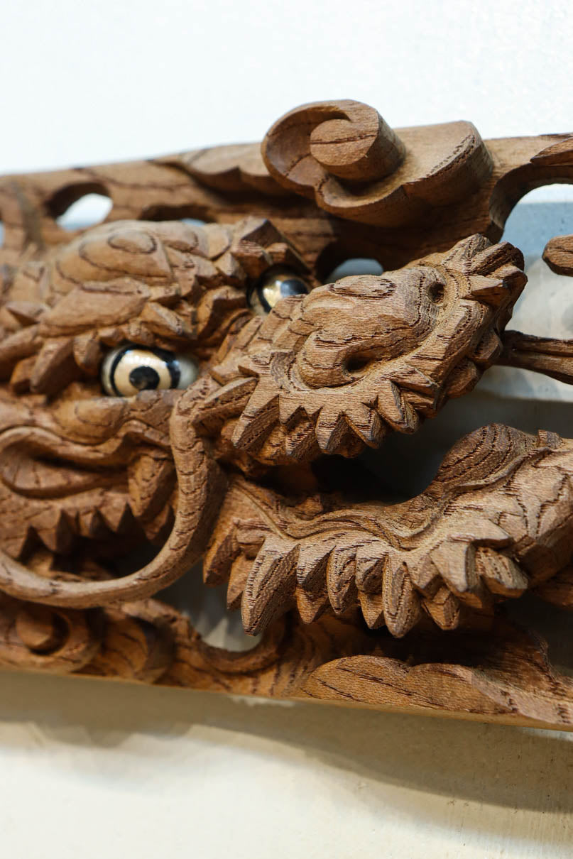 立体彫刻　龍　アンティーク　美術品 龍鳳呈祥 （龍・鳳凰） 参次元彫刻『極』 （アンティーク調