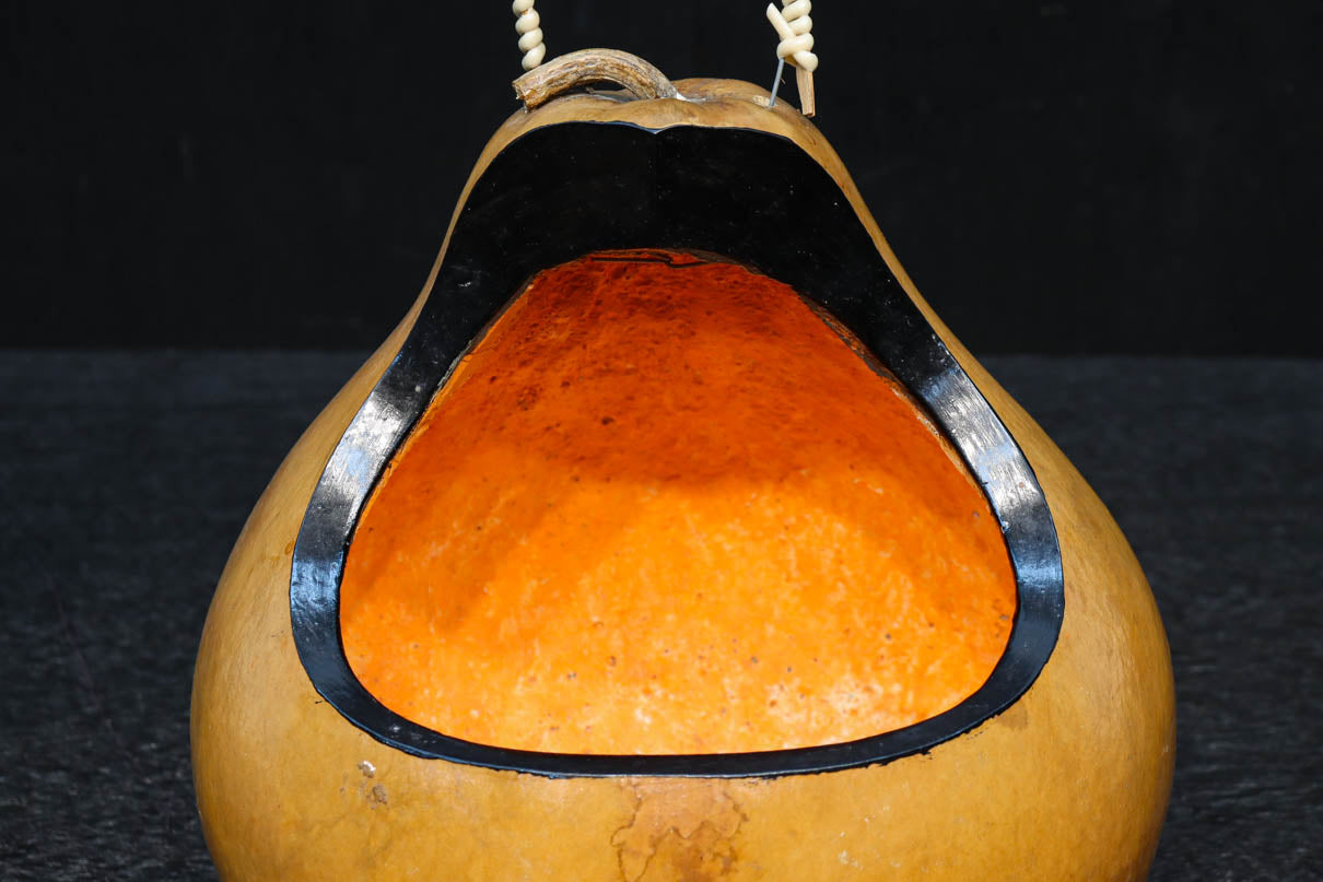 丸みがあり愛嬌あるふくべ細工のかぼちゃ型炭入れ　DC8237