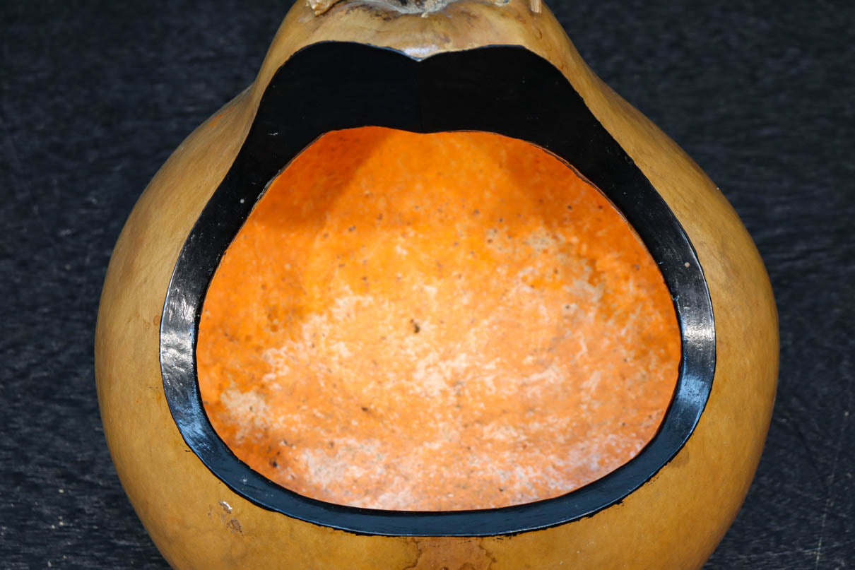 丸みがあり愛嬌あるふくべ細工のかぼちゃ型炭入れ　DC8237