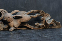 稀少！！可愛らしい波兎(なみうさぎ)の彫刻飾り　DC8260a