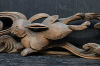 稀少！！可愛らしい波兎(なみうさぎ)の彫刻飾り　DC8260a