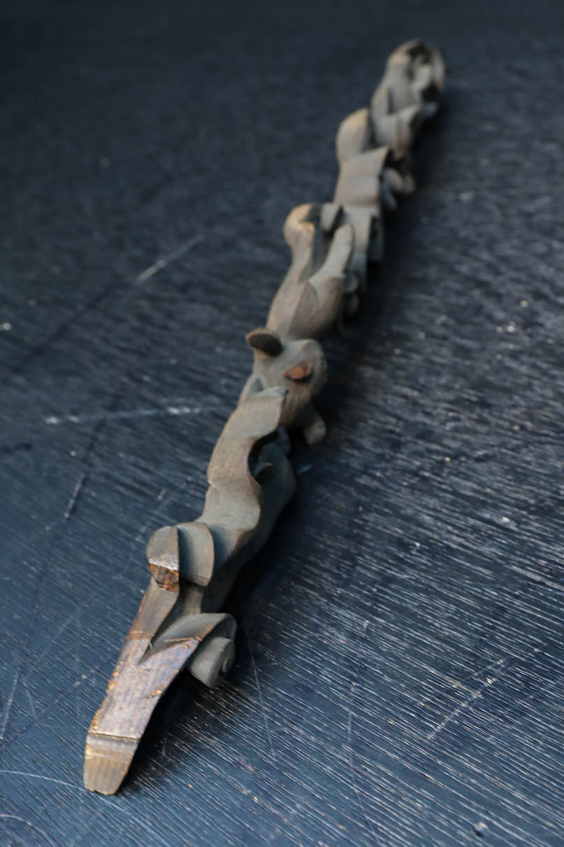 稀少！！可愛らしい波兎(なみうさぎ)の彫刻飾り　DC8260a