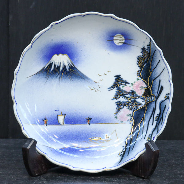 富士の頂きを望む風景を華やかに描いた中皿 DC8266 在庫5枚 – 古福庵