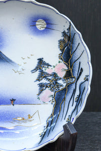 富士の頂きを望む風景を華やかに描いた中皿　DC8266　在庫5枚