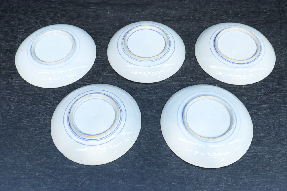 富士山と帆船が浮かぶ水辺の風景を描いた染付中皿　DC8267　在庫4枚