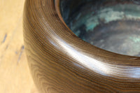 杢目が素晴らしい重厚感のある木製の丸火鉢　DC8274