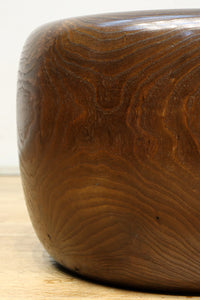 杢目が素晴らしい重厚感のある木製の丸火鉢　DC8274