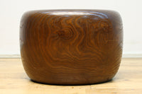 杢目が素晴らしい重厚感のある木製の丸火鉢　DC8274