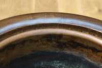 杢目が素晴らしい重厚感のある木製の丸火鉢　DC8274