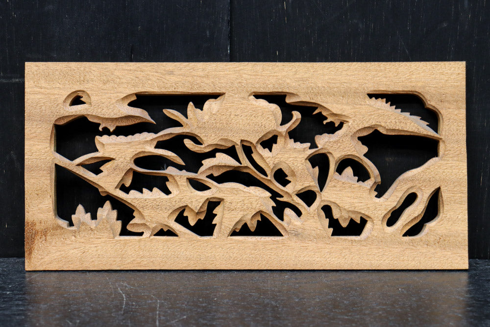 お花や小鳥の美しい風景を描いた小型の彫刻飾り　DC8346abcd　在庫(a:0b:1 c:0 d:0)枚