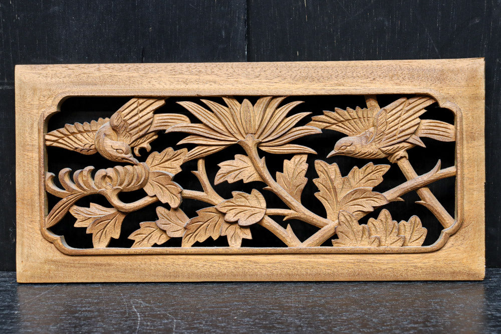 お花や小鳥の美しい風景を描いた小型の彫刻飾り　DC8346abcd　在庫(a:0b:1 c:0 d:0)枚