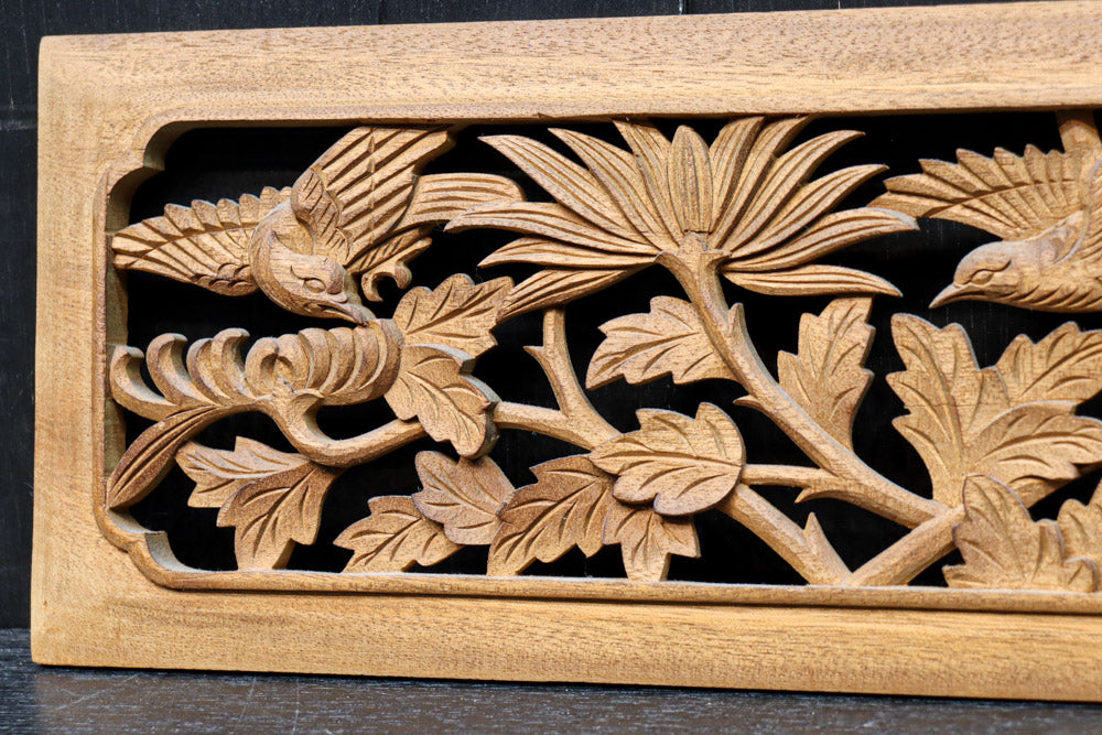 お花や小鳥の美しい風景を描いた小型の彫刻飾り　DC8346abcd　在庫(a:0b:1 c:0 d:0)枚