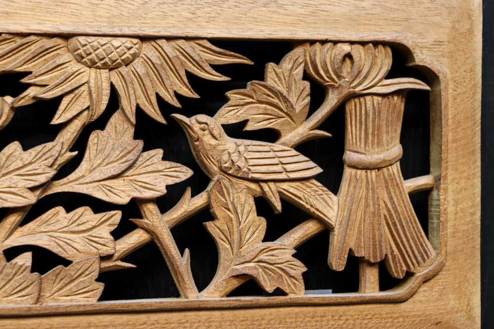 お花や小鳥の美しい風景を描いた小型の彫刻飾り　DC8346abcd　在庫(a:0b:1 c:0 d:0)枚