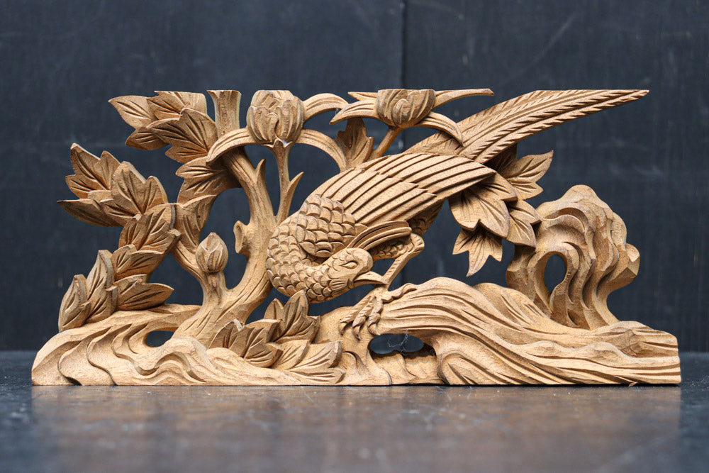 木製ヘアコーム 孔雀と花の彫刻*5 木製ヘアコーム 孔雀と花の彫刻*5