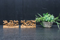 菊の花と小鳥が細やかに彫り描かれた彫刻飾り　DC8349ab　在庫(a:1 b:1)枚