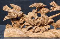 菊の花と小鳥が細やかに彫り描かれた彫刻飾り　DC8349ab　在庫(a:1 b:1)枚