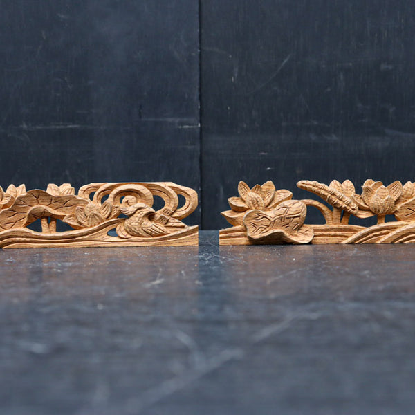 蓮の美しいシルエットを描いた彫刻飾り DC8351ab 在庫(a:1 b:0)枚 – 古