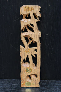 竹と小鳥を可憐に描く縦使いの彫刻飾り　DC8360ab　在庫(a:1 b:1)枚