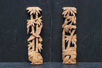 竹と小鳥を可憐に描く縦使いの彫刻飾り　DC8360ab　在庫(a:1 b:1)枚