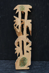 竹と小鳥を可憐に描く縦使いの彫刻飾り　DC8360ab　在庫(a:1 b:1)枚