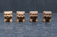 勇ましい表情に味わいが滲み出た小さな獅子の彫刻飾り　DC8361　在庫4個