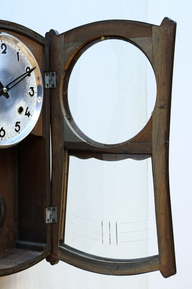 木目調の色合いが映える壁掛け時計【不動】　DC8383