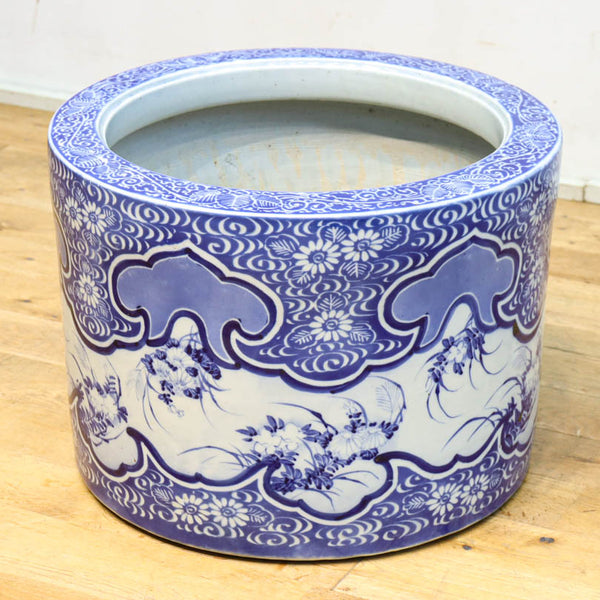 大型火鉢 大型サイズ!! 花柄模様が美しい上品な陶器製丸火鉢 DC8399 – 古福庵