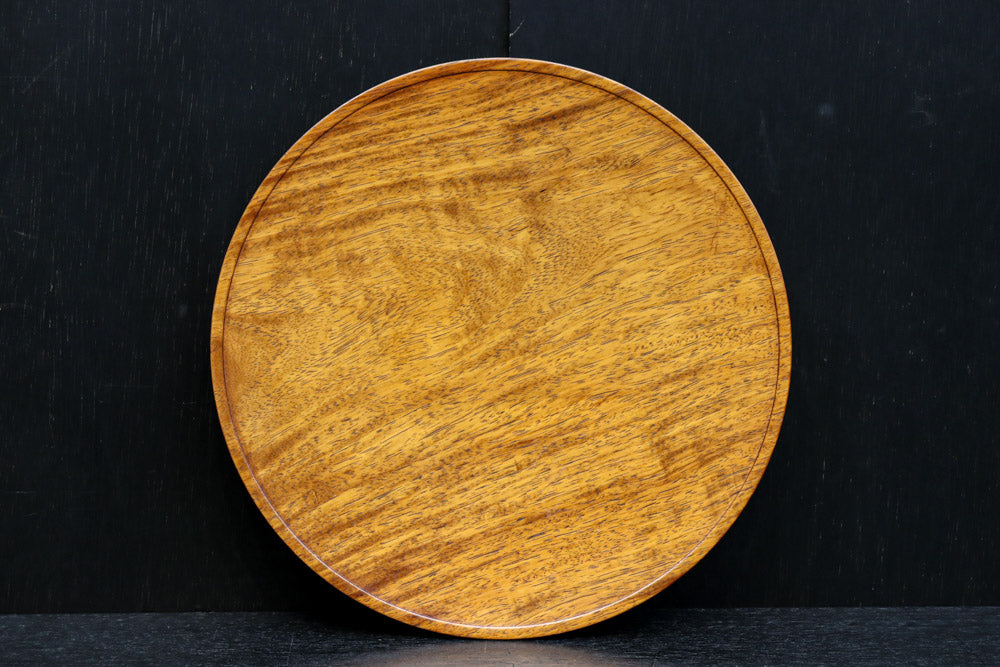 杢目の綺麗な高台付きの大きな丸盆　DC8462