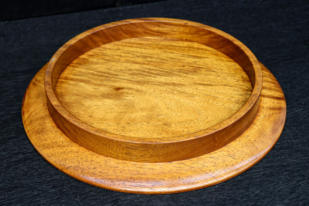 杢目の綺麗な高台付きの大きな丸盆　DC8462
