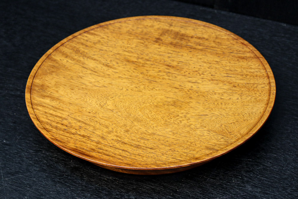 杢目の綺麗な高台付きの大きな丸盆　DC8462