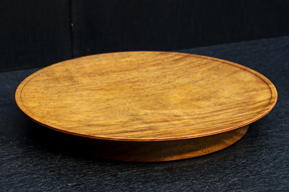 杢目の綺麗な高台付きの大きな丸盆　DC8462