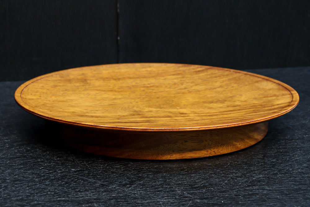 杢目の綺麗な高台付きの大きな丸盆　DC8462