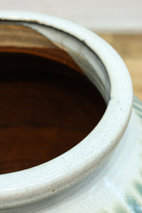 縦ストライプ柄で和の趣きある信楽焼の大きな壺　DC8477