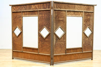 古色の色づきが味わいあるガラス入り二つ折り衝立　DC8479