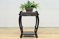 縞黒檀で上品な面持ちの猫脚花台　DC8492