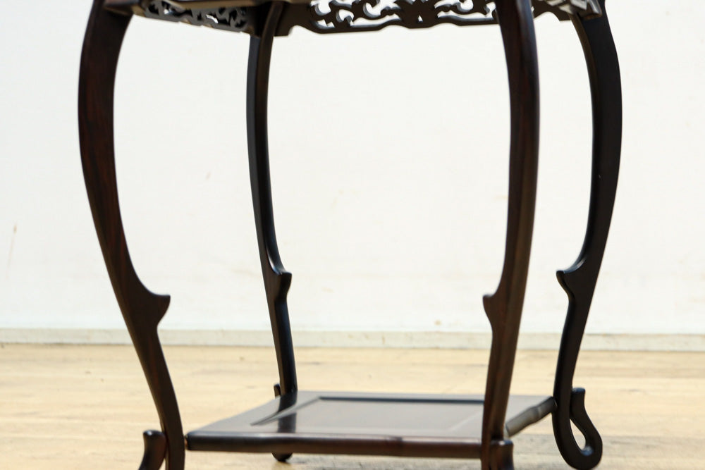 縞黒檀で上品な面持ちの猫脚花台　DC8492